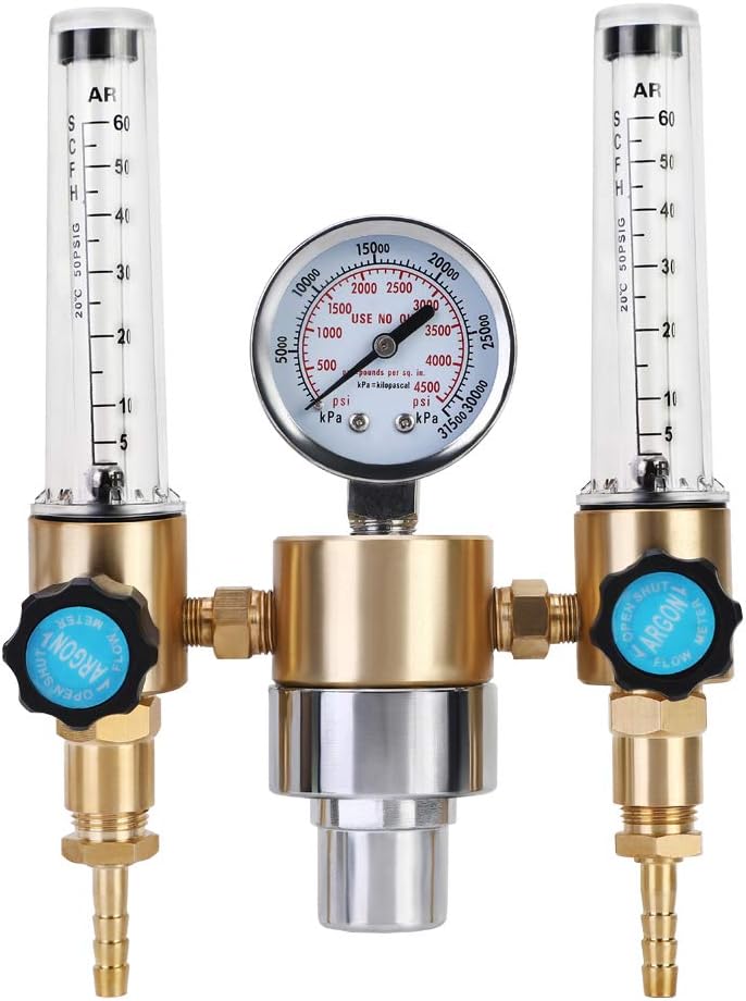 BETOOLL Argon/CO2 MIG TIG Flow meter Gas Regulator Gauge 0-60 SCFH 0-4500 Psi CGA580 Inlet Connection