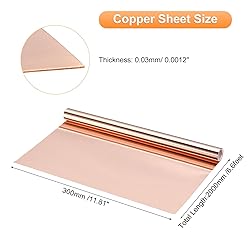 uxcell Copper Sheet Roll 2000mm x 300mm x