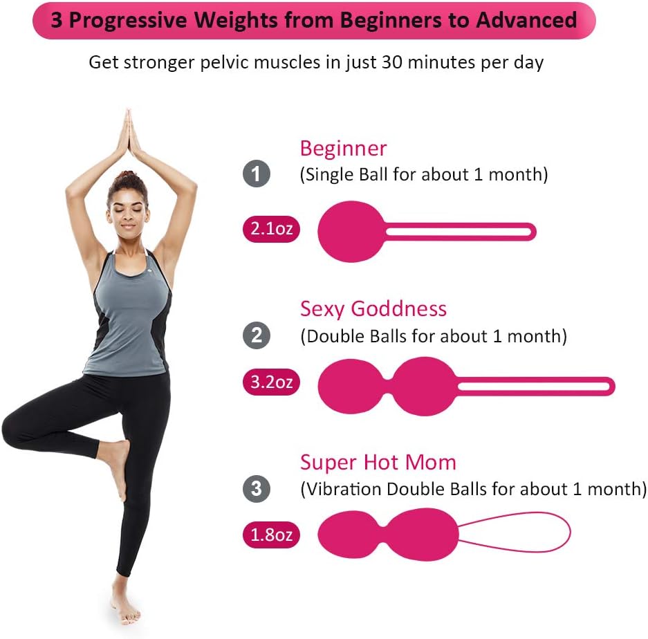 Kegel Balls Exercise Weights for Tightening, 3 in 1 Ben Wa Balls for Women with Remote and 10 Vibration Modes, for Beginners & Advanced Bladder Control & Pelvic Floor Exercise, USB Charging: Health & Personal Care