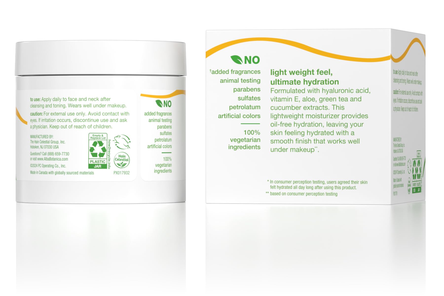 Alba Botanica Daily Oil Free Hydrating Moisturizer, with Hyaluronic Acid and Vitamin E, 3 Oz (Packaging May Vary)