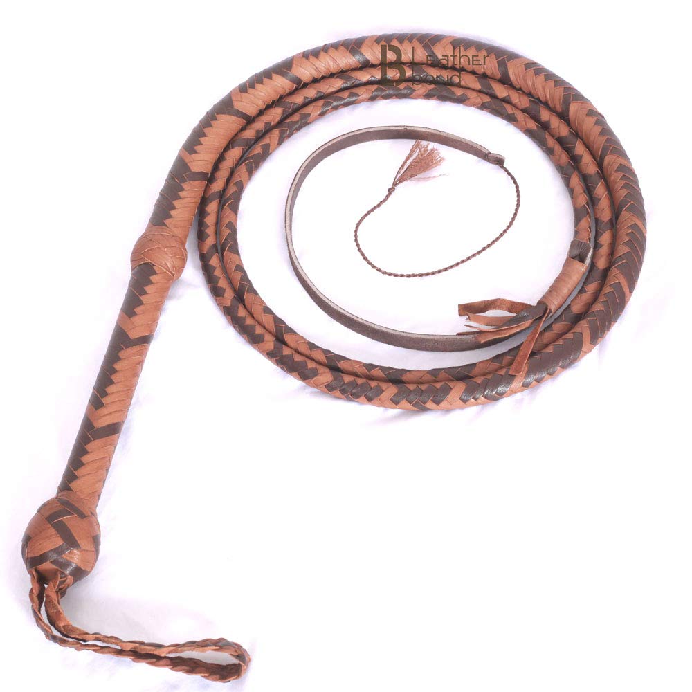Indiana Jones Style 8ft 16 Plait Dark Brown Leather Bullwhip | Real Cowhide Bull Whip
