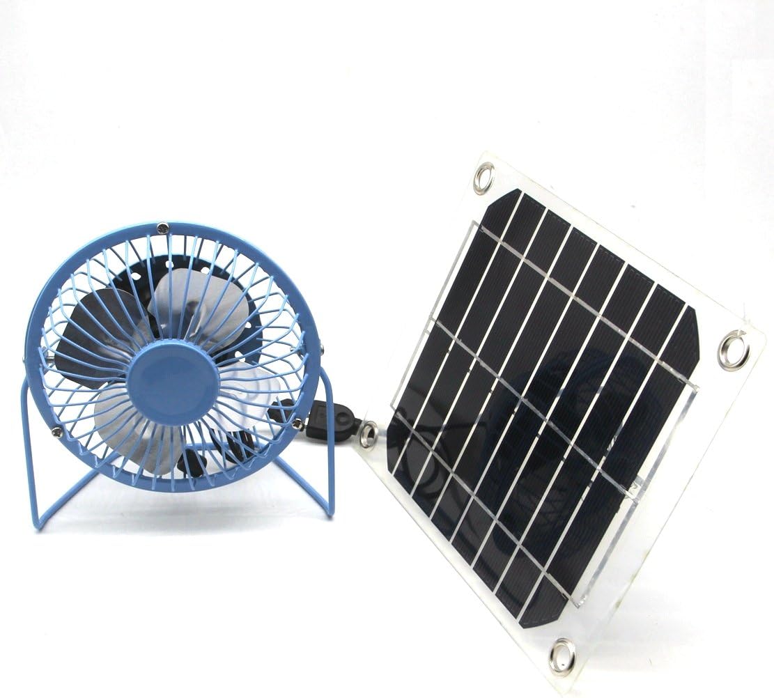 USB 5W Iron Fan 4 inch Cooling Ventilation Car Cooling Fan Blue for Chicken coop Camping Caravan Yacht Greenhouse Dog Hous