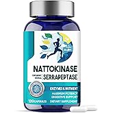 veryherbs Nattokinase 12,000 FU Serrapeptase 360,000 SPU Enzyme Supplement, Support Circulatory, Gut, Digestion with Systemic Enzymes and Nutrient Blend, 120 Capsules