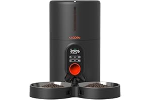 WOPET Automatic Cat Feeders 2 Cats, (𝟮𝟬𝟮5 𝗨𝗽𝗴𝗿𝗮𝗱𝗲) Timed Cat Food Dispenser with Stainless Steel Bowl, Programmable 1-6 Meals Control, Dual Power Supply Auto Pet Feeder for Cats and Dogs