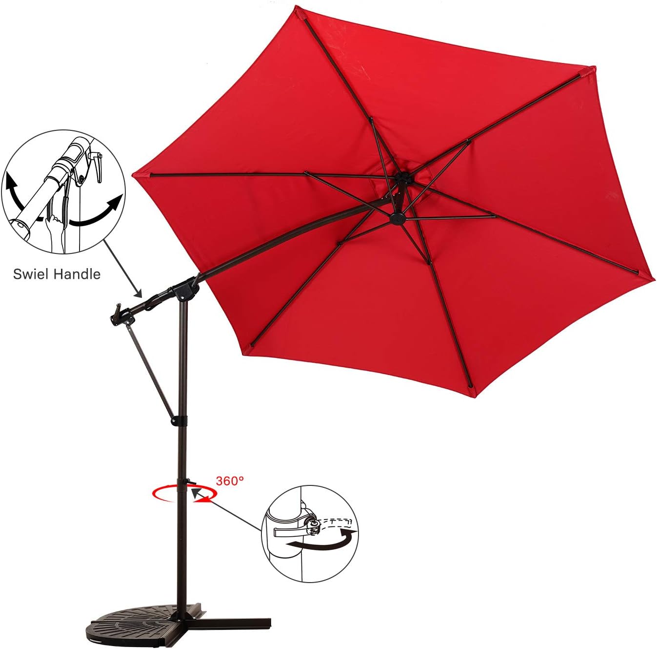 Amazon Com Grand Patio 10ft Offset Patio Umbrella 360 Rotation Outdoor Patio Cantilever Hanging Umbrellas W Cross Base Crank Handle Tilt And Swivel Function Garden Outdoor