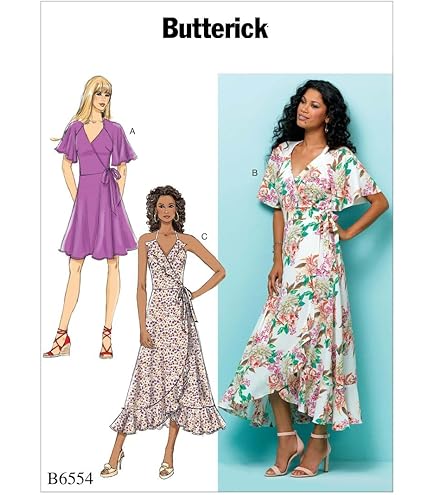 Amazon.com: Butterick Patterns Misses' Wrap Dress, E5 (14-16