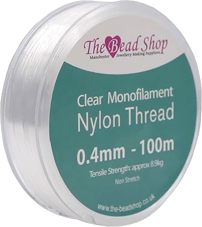 The Bead Shop Clear Nylon Thread 0.4mm 100m Invisible String 8.9kg