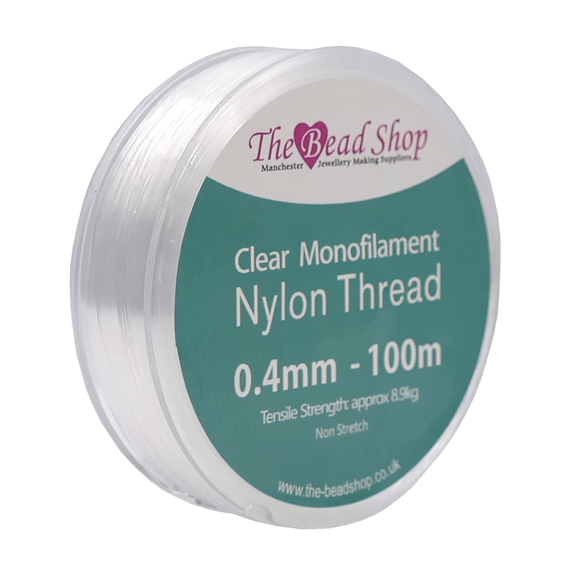 Clear Nylon Thread 0.4mm - Invisible String for Decoration Hanging, Sewing, Beading, Strong Non-Stretch Nylon Wire, 8.9kg Tensile Strength - 100m Spool