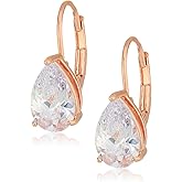 Amazon Essentials Sterling Silver or Gold Plated Sterling Silver Pear Cut Cubic Zirconia Leverback Earrings