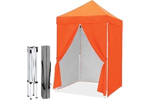 EAGLE PEAK 5x5 Instant Canopy with 4-Side Wall Panels, Small Pop up Portable Canopy Tent with Carry Bag, Light Weight Sun Shelter for Sports, Camping and Beach, Orange