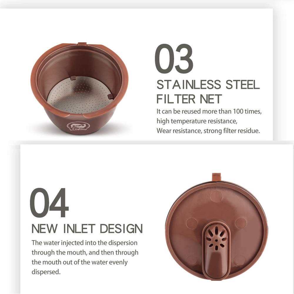 Filtros Cápsulas de Café Reutilizable Cápsula 3pcs con 1 Cucharón de  Plástico Generación 4 Cápsulas para Cafetera Dolce Gusto Recargables más de  300 usos para Reemplazo 1 Cepillo de Limpieza Hogar y