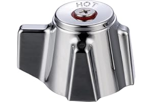 sepaitek Metal Knob Faucet Handle, Commercial Faucets Parts Replacement Handle, Red for Hot Side