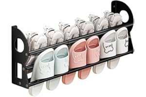 Expandable Wall Mounted Shoe Rack, Over The Door Shoe Organizer with Sticky Hanging Mounts, Hanging Shoes Holder Storage Shel