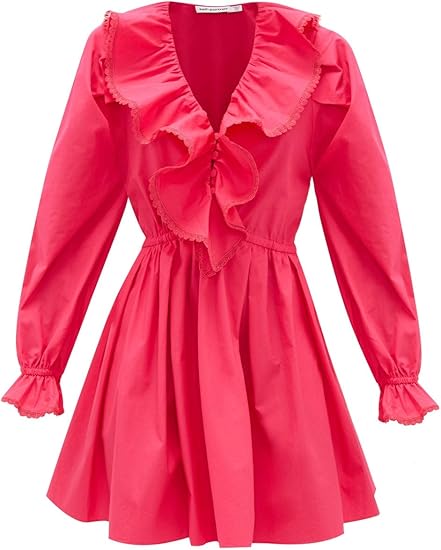 Amazon セルフ ポートレート Self Portrait ラッフル Vネック コットンミニドレス 並行輸入品 ワンピース チュニック 通販