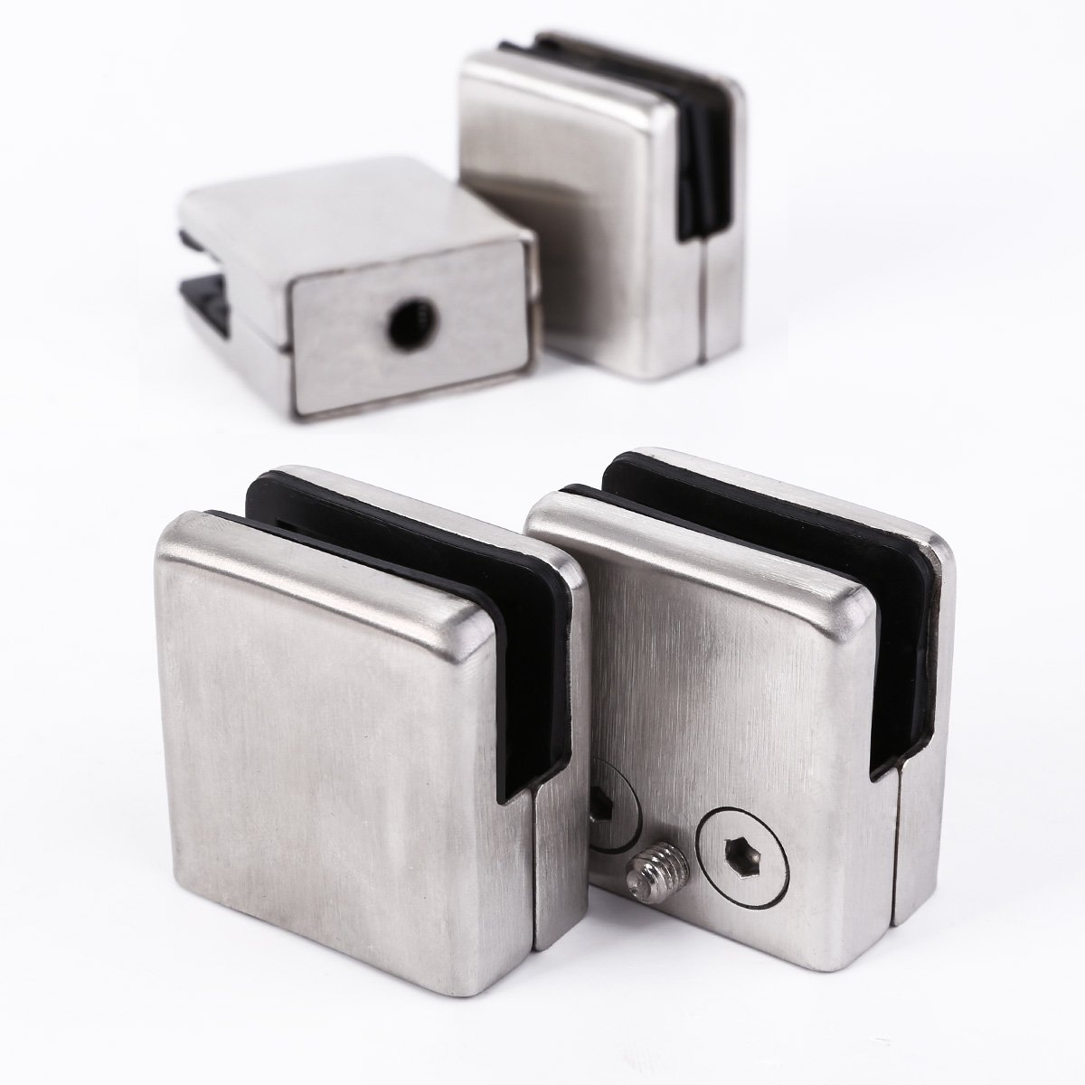 4X Stainless Steel Glass Clamp Bracket Holder Flat for Balustrade Handrail