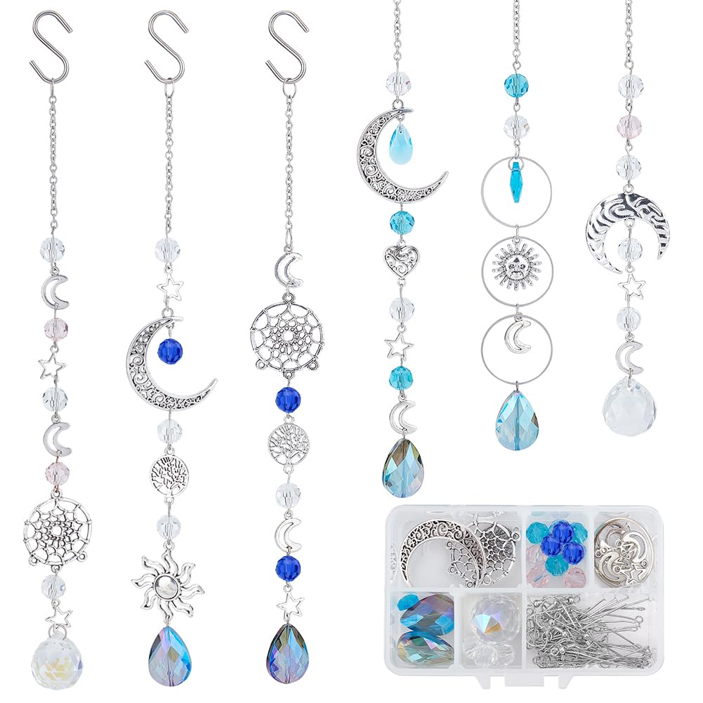SUNNYCLUE 1 Box 6 Set DIY Crystal Ball Suncatcher Making Kit Hanging Rainbow Maker Prism Suncatchers for Window Tree of Life Outdoor Feng shui Sun Shine Catcher Garden Ornament Faceted Bead Home Decor
