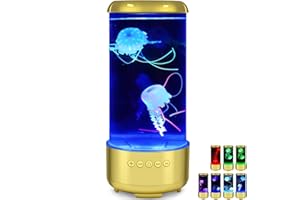 SUKIND Jellyfish Lamp with Bluetooth White Noise Sound,7-Color Changing Light with 5 Levels Brightness Jellyfish Aquarium Home Decor, Children's Birthday Gift, Men's and Women's Holiday Gift（Gold）