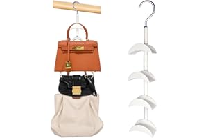SEEBRIDER Purse Hanger for Closet, Rotating Purse Organizer for Closet White Purse Holder Purse Hooks for Organizer Storage Purses Tote Bag Handbags Scarf Belt