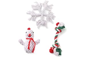 LUCKITTY Christmas Dog Ropes Toy Set - for Small, Medium, and Large Dogs - Includes a Knot Toy, a Snowman, and a Snowflake