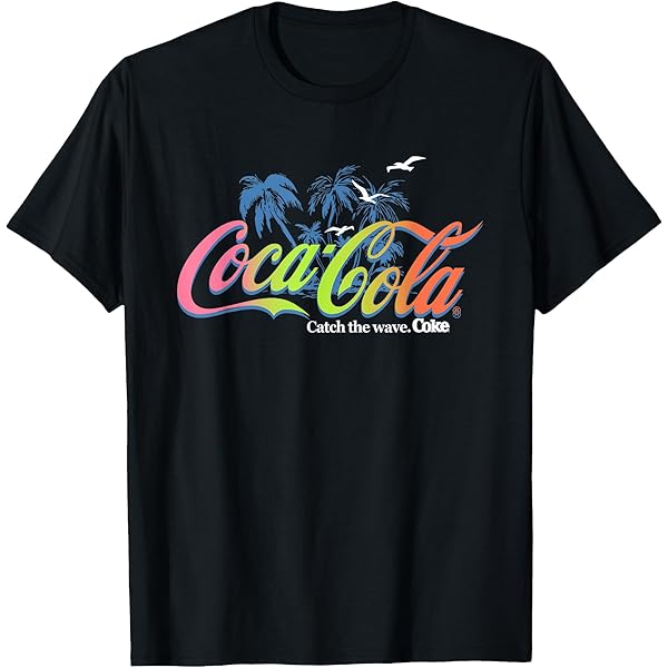 Amazon.com: Coca Cola Palm Tree Logo Catch The Wave T-Shirt