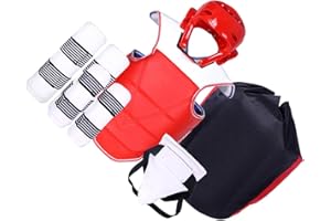 Xacsuwiql Professional Training Equipment for Adults Kids Karate Sparring Gear Set Includes Shin Guards Boxing Headgear Thick