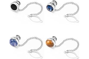 Dannyshi Tie Pins for Men Silver Tie Pins with Chain, Tie Tack Pins Brooch Personalized Wedding Business Gifts