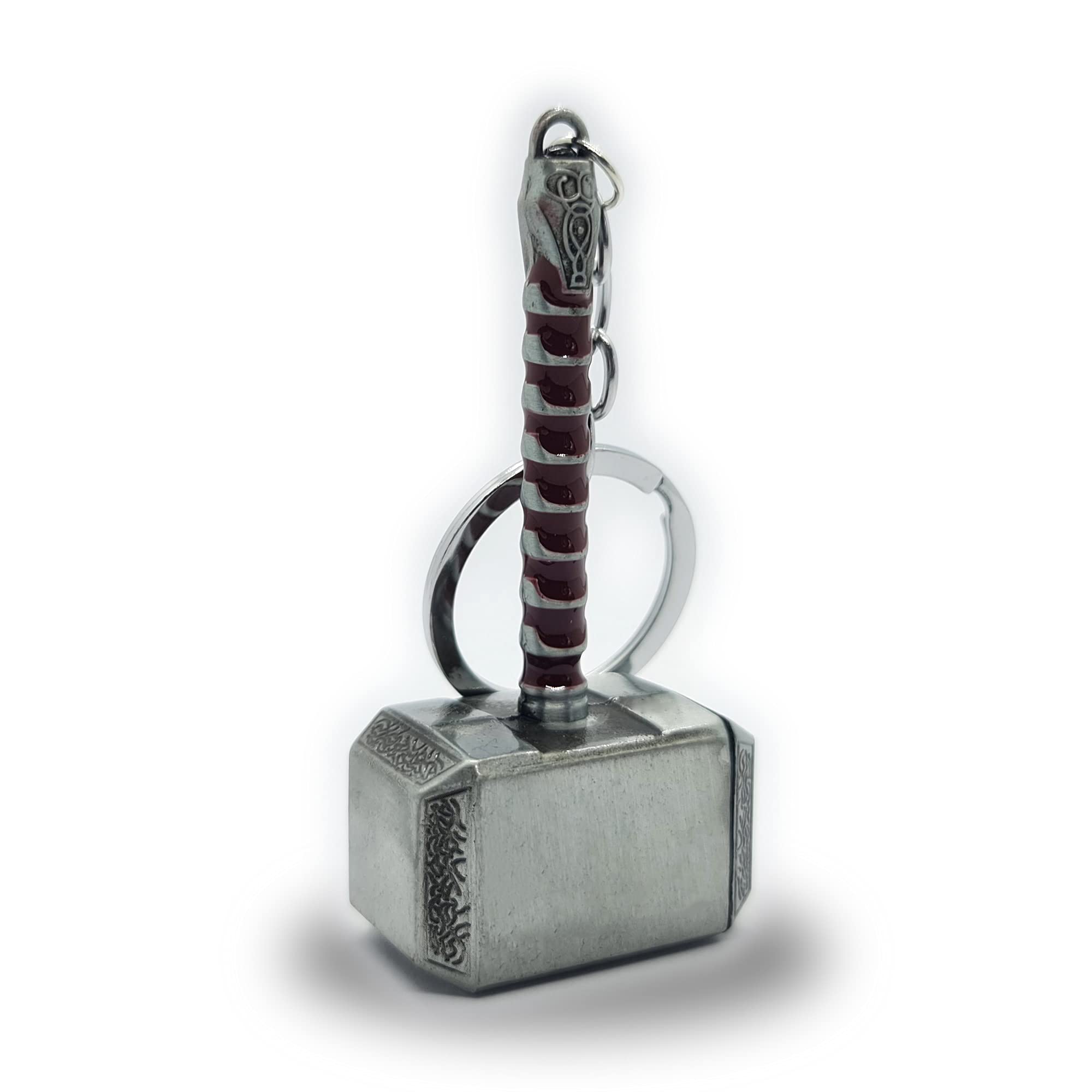 LizMatech Thor Marvelous Hammer Mjolnir Keyring Original Brown Colour Solid Single Piece Won't Snap (Silver & Brown)