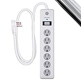 GE 6-Outlet Surge Protector, 4 Ft Extension