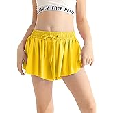 Alakuoti Girls Flowy Athletic Shorts with Pocket Drawstring 2 in 1 Quick Dry Butterfly Skirts for Running, Tennis, Dance