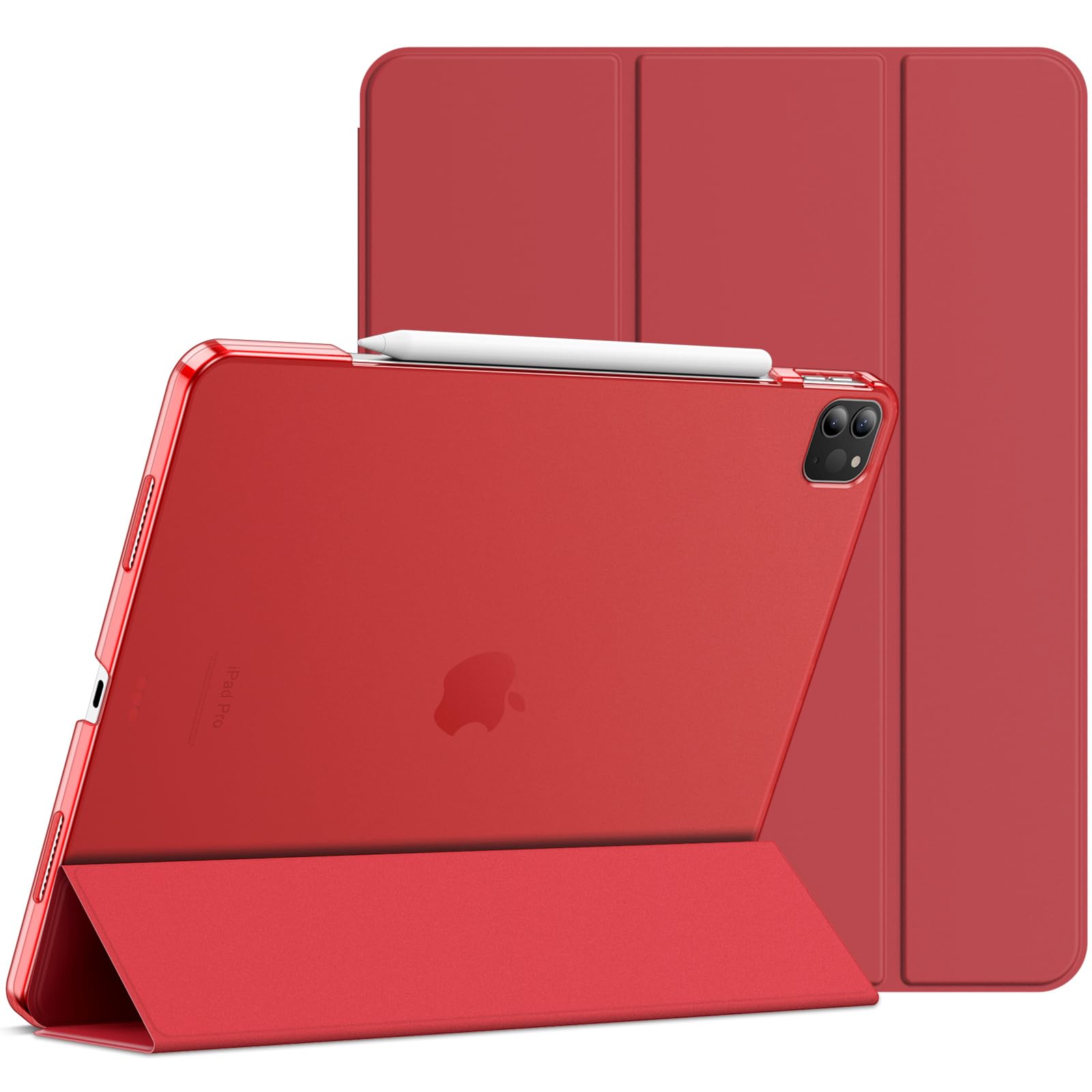 JETech Case for iPad Pro 12.9-Inch (6th/5th Generation, 2022/2021 Model), Slim Stand Hard Back Shell Smart Cover with Auto Wake/Sleep (Red)