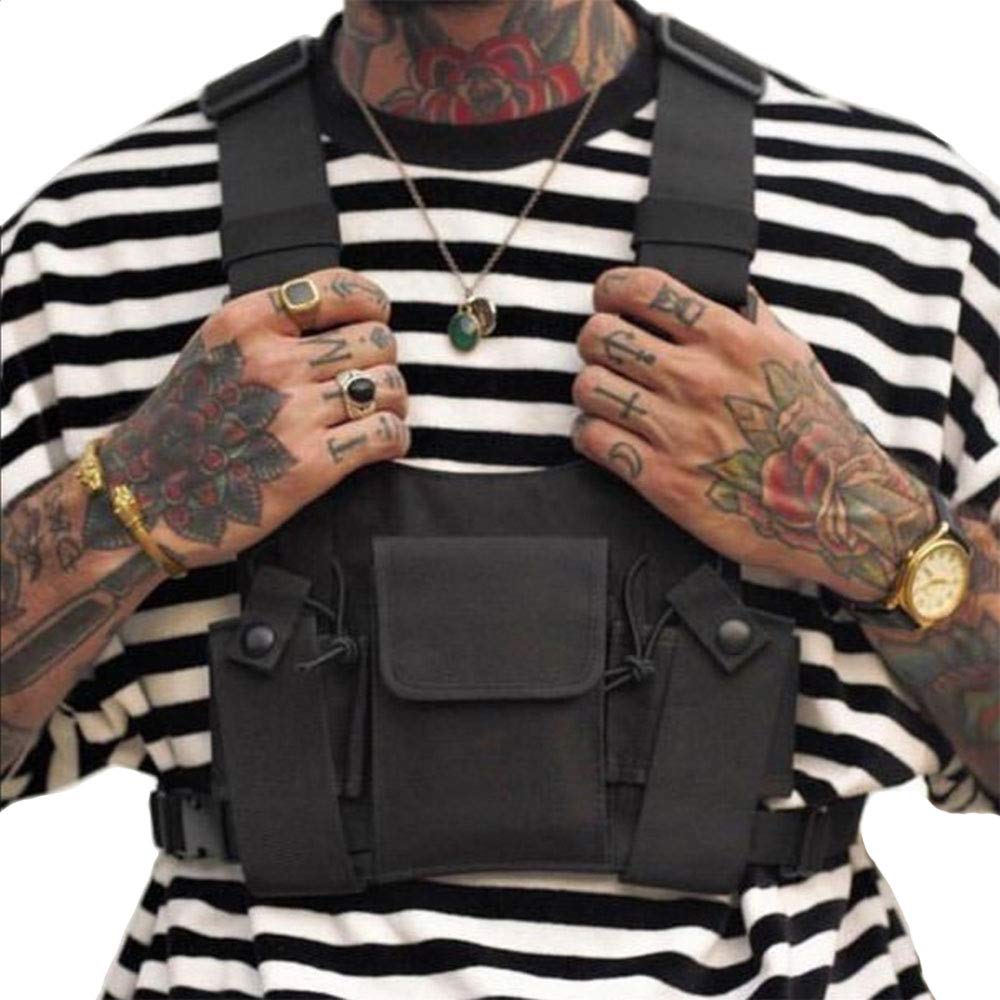 Clape Multifunctional Radio Chest Rig Streetwear Hip Hop Chest Bag Two Way Walkie Talkie Shoulder Bags Hands-Free Chest Harness Bags