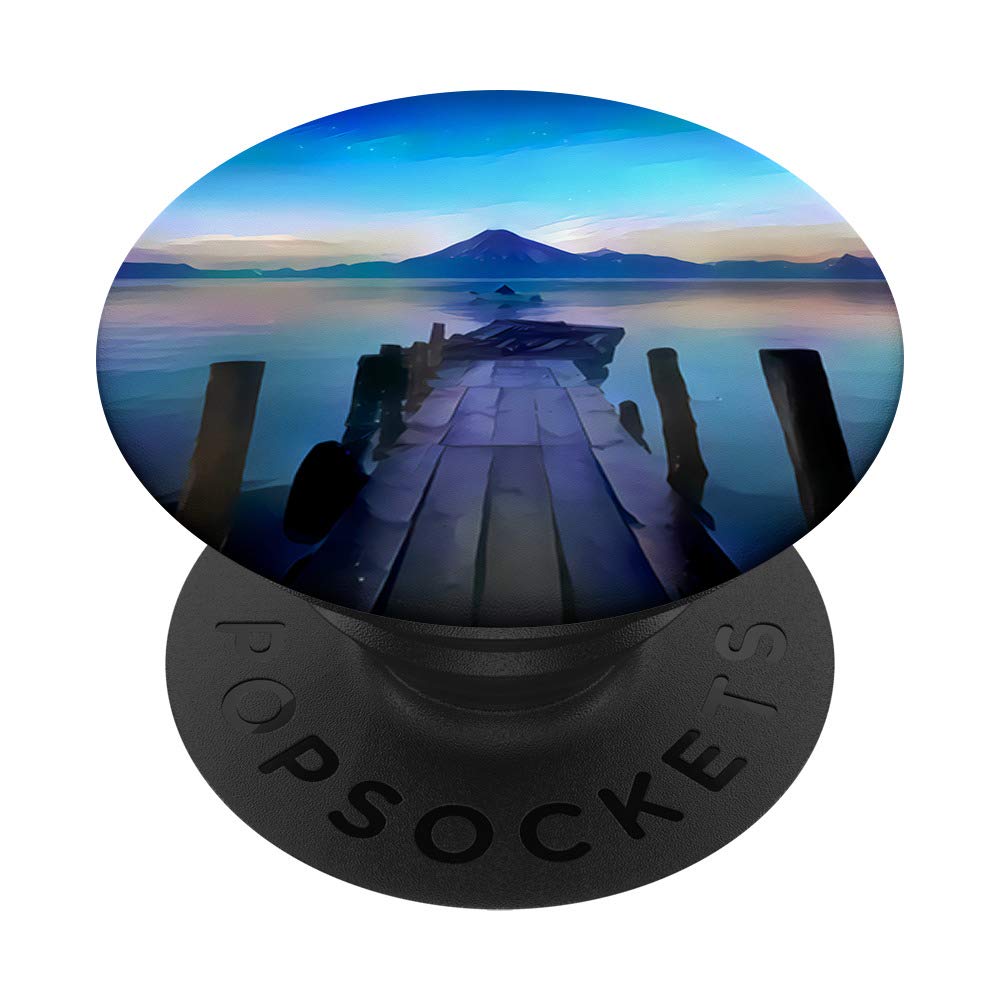 Blue Volcano Pier Lake Atitlán - Guatemala Artistic Souvenir PopSockets Swappable PopGrip