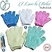 Exfoliating Gloves for Body by Bubulax 5 Pairs Bulk - 10 Gloves, Bath Gloves, 1 White Glove Set, Cellulite Scrubber, Shower Gloves, Reduce Acne Scars, Exfoliator Glove Men and Women, Exfoliate at Home