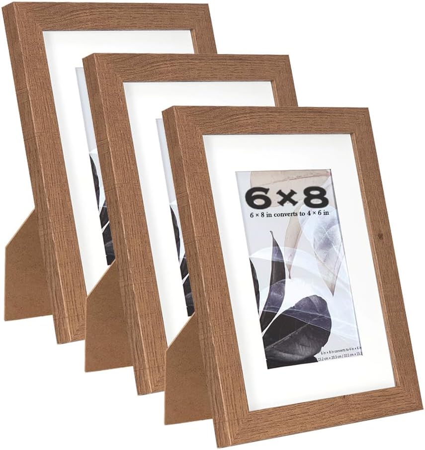 Scholar Tree Brown 8x6 Photo Frames Set of 3 with 6x4 Passepartout