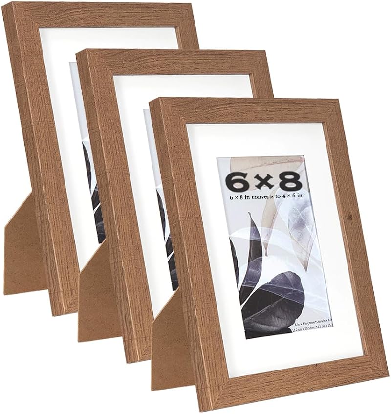 Scholar Tree Brown 8x6 Photo Frames Set of 3 with 6x4 Passepartout
