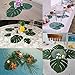 LJDJ Tropical Leaves Palm - Set of 36 - Artificial Silk Fabric Monstera Decoration Leaf 2 Different Sizes - Hawaiian Luau Jungle Beach Theme Party Supplies Table Decor Accessories