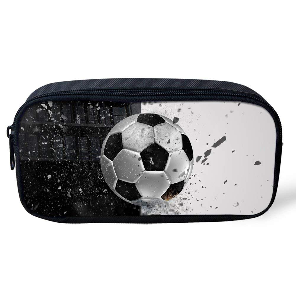 Showudesigns Cool Soccer Pencil Bag for Grade Student Kids Simple Pen Case Box School Supplies Stationery
