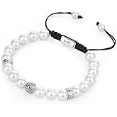 GAVU Compass Bracelet for Men, Surfer Bracelet Men's Beaded Bracelet Pearl Bracelet for Men
