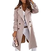 CHARTOU Women Elegant Double Breast Wool Blend Pea Coat Winter Long Coats Jacket Overcoat