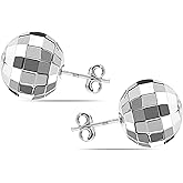 Charmsy 925 Sterling Silver Ball Post Stud Earrings for Women | Round Hammered Lightweight Disco Classic Ball Stud Earring for Women Teen | Sizes 3mm-11mm