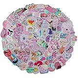 Cute Teen Girl Pink Stickers Pack Cool, 100 Pcs Vinyl Waterproof Stickers, for Laptop, Luggage, Car, Skateboard, Motorcycle, Bicycle Decal Graffiti Patches