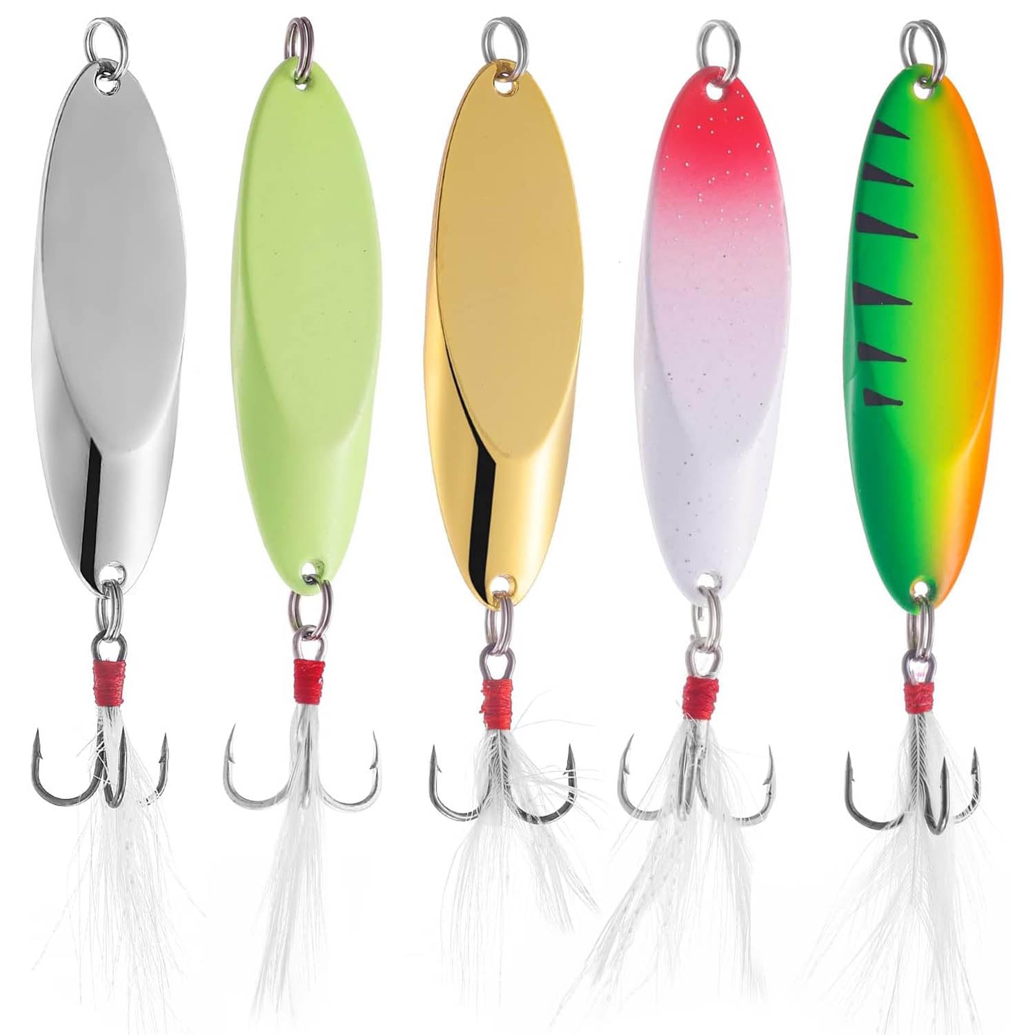 5 Piece Professional Metal Fishing Lure Set Spinner Spoons and Wobblers Perfect for Freshwater Fishing Targeting Snakehead Tilapia and Various Game Fish Species