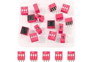 JUASKY 20pcs Slide Type Switch,Double Row Dip Switch 3 Position 2.54mm PCB Mountable On Off Toggle Switch for Circuit,Breadboard