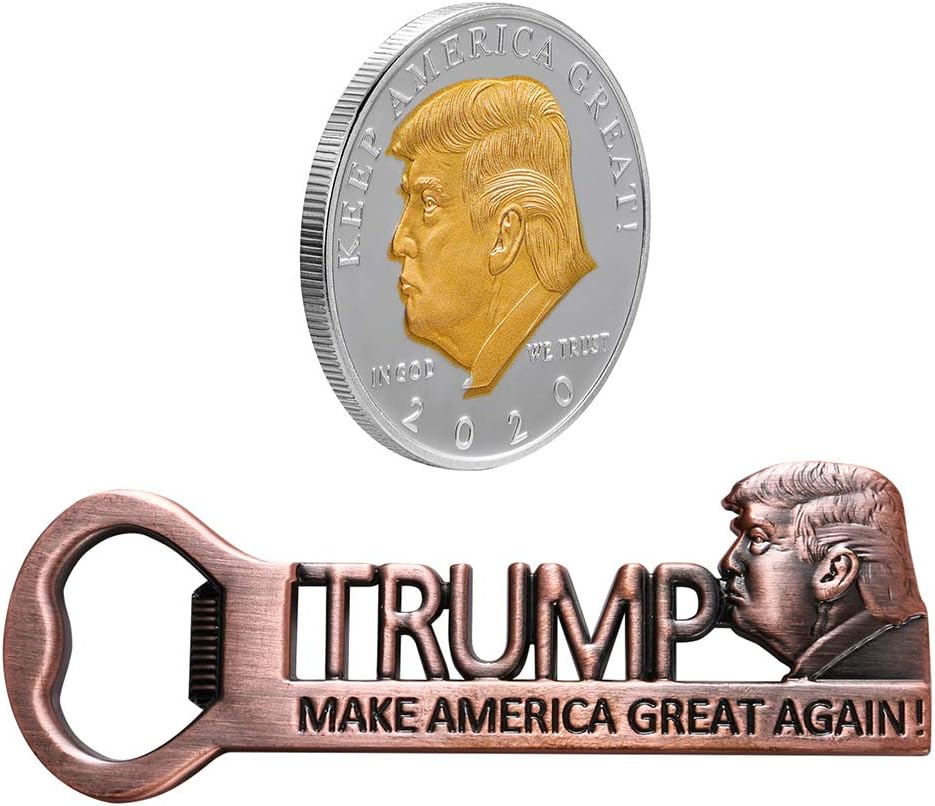 Star Miss RiverDonald Trump Birthday Gifts, Keep America Great Coin and Trump Make America Great Again Bottle Opener MAGA Gifts for Men Women