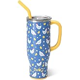 Swig Life 30oz Mega Mug, 30 oz Tumbler with Handle and Straw, Cup Holder Friendly, Dishwasher Safe, Extra Large Insulated Tumbler, Stainless Steel (Chicks Dig It)