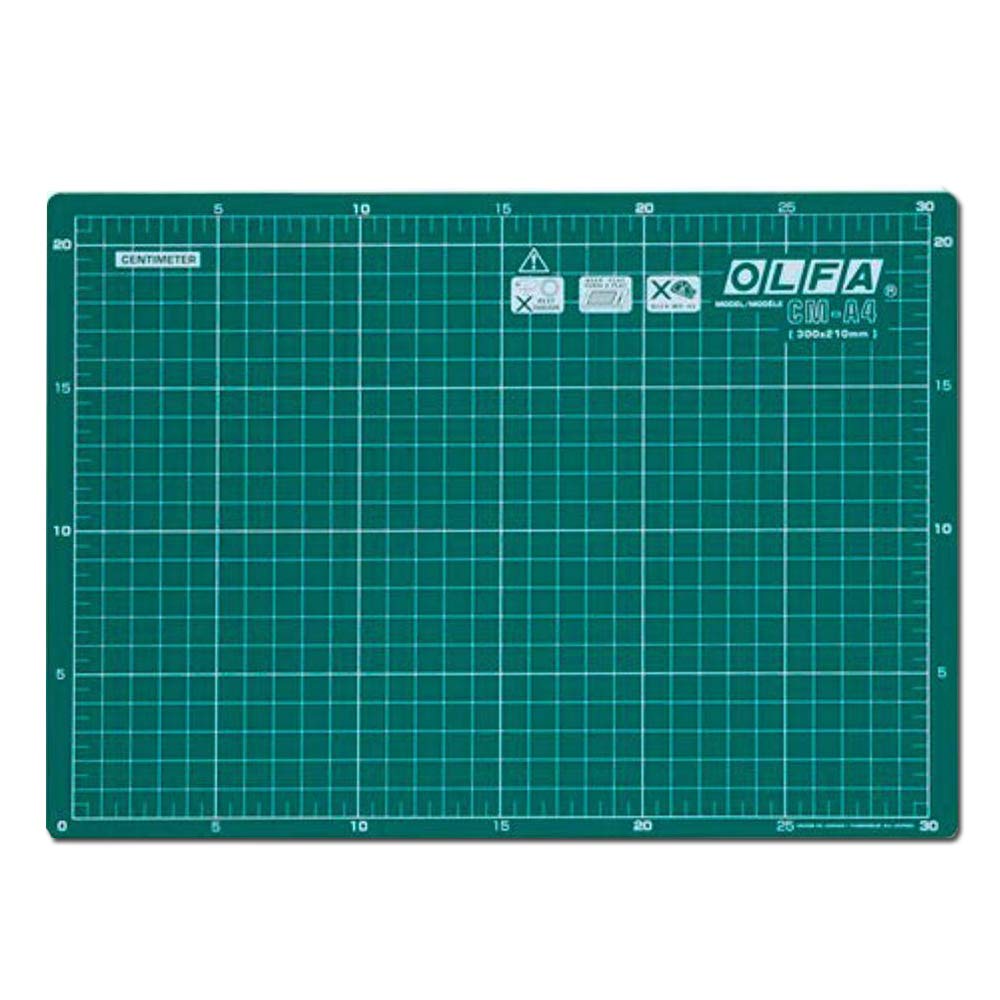 Olfa 30cm X 21cm Cutting Mat - Premium Double Sided Cutting Mat - Self Healing & Eco Friendly - Multipurpose Mat for Fabric, Sewing, Quilting, and Crafts, Green, CM-A4-RC