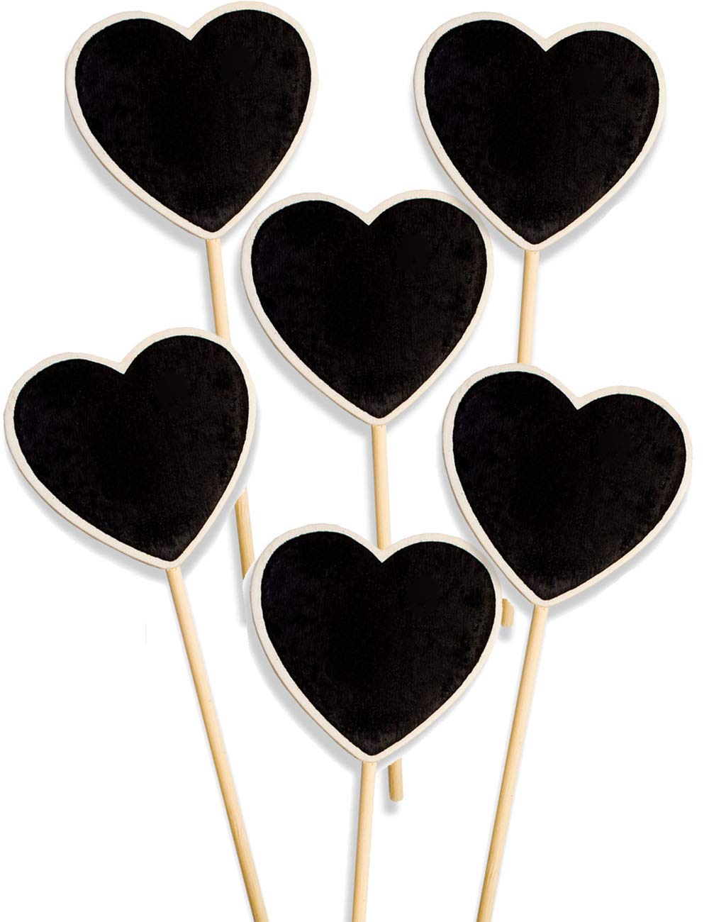 HomeTools.eu 6X Classic Wooden Plant Signs for Beds Balconies Herbs Garden Flower Pot Can Be Written On 18 cm Heart Set of 6