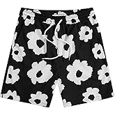 SOLY HUX Men's Floral Graphic Print Drawstring High Waist Shorts Casual Shorts with Pockets