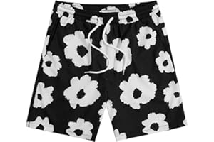 SOLY HUX Men's Floral Print Drawstring High Waist Shorts Casual Shorts with Pockets