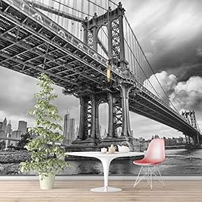 Wall Murals for Bedroom Brooklyn Bridgeand Newyork City Large Removable Wallpaper Peel and Stick Wall Stickers - 66x96 inches